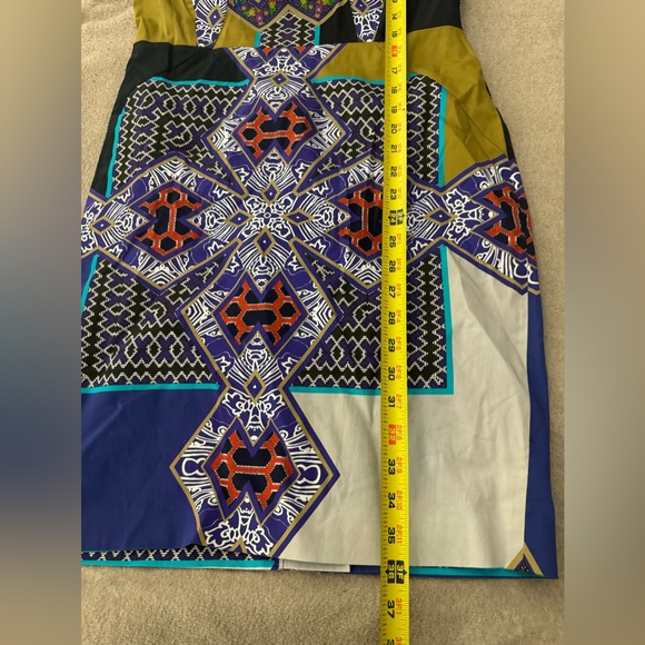 ETRO Multi Colored Stretch Cotton Tribal Print Sleeveless Sheath Dress Size 44 - Picture 8 of 9